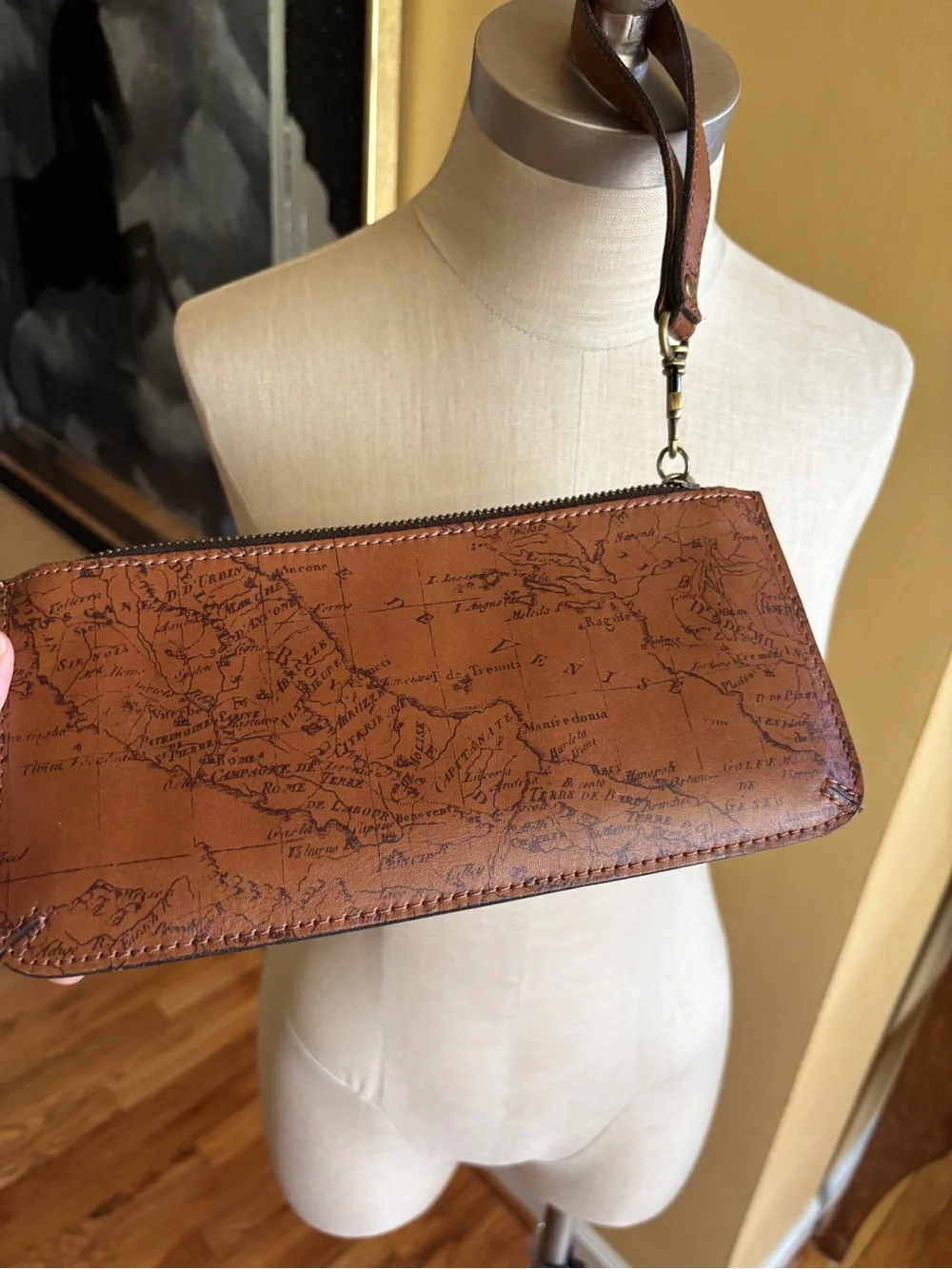 patricia nash genuine leather map print wristlet